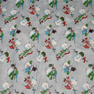 Printed Quilting Cotton Glitter Snowman - Grey
