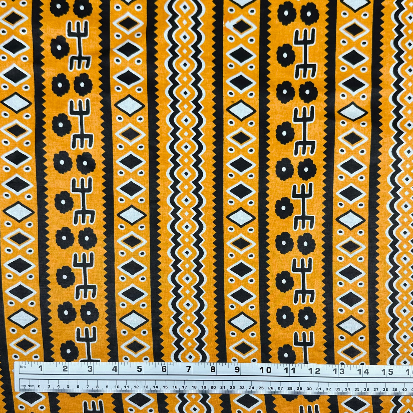 Super Wax African Printed Cotton - Striped - Golden Yellow/Black