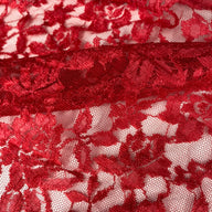 Floral Embroidered Lace - Red