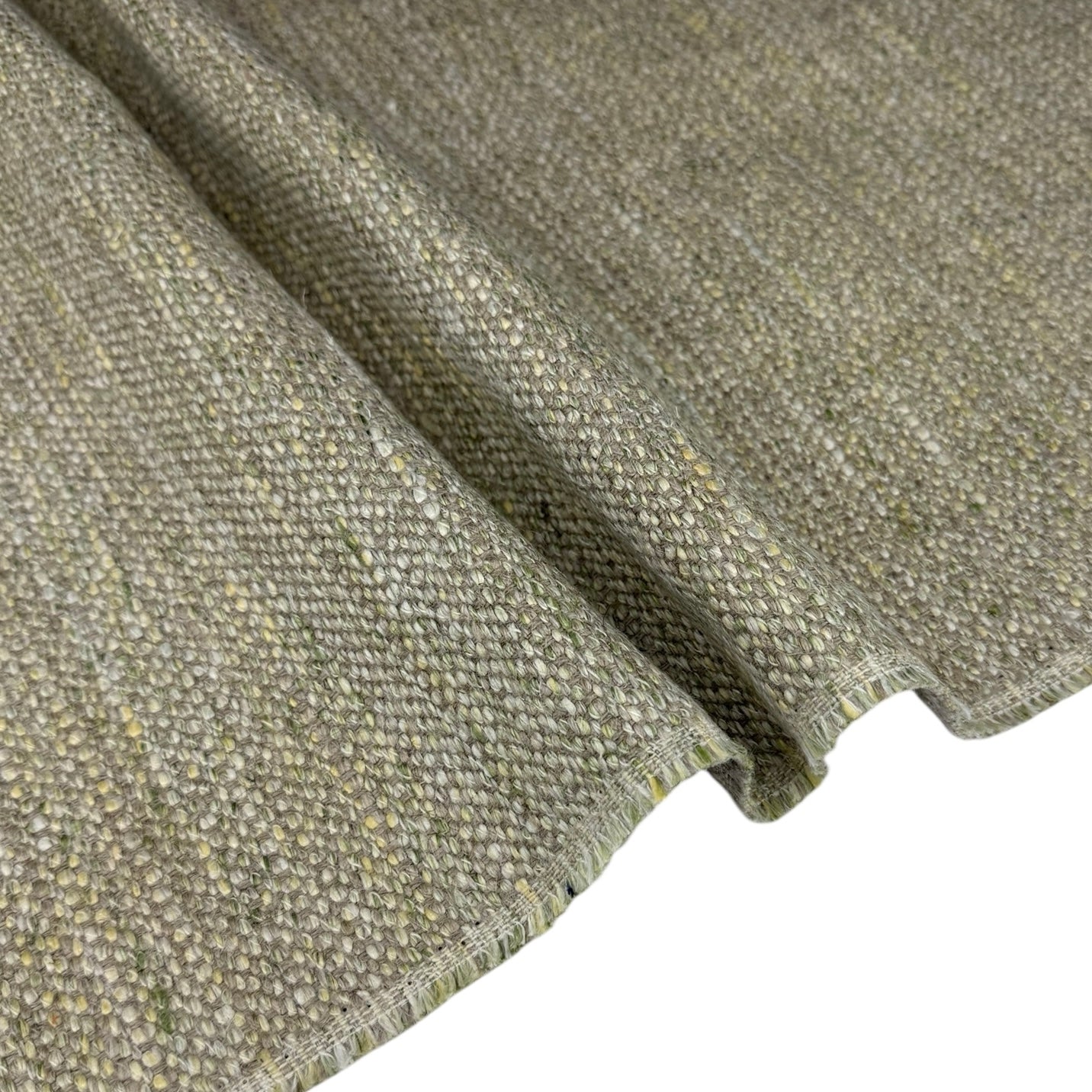 Heavyweight Woven Hemp Upholstery Remnant - Beige/Yellow/Green