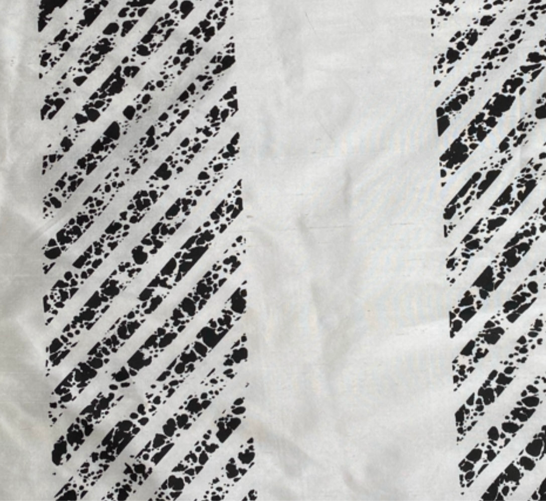 Striped Silk Shantung - White/Black
