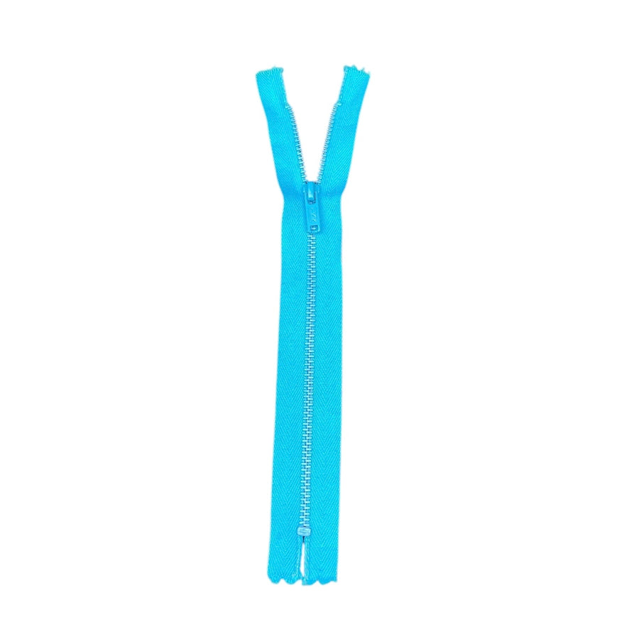 Closed-End Metal YKK 7” Zipper - Aqua