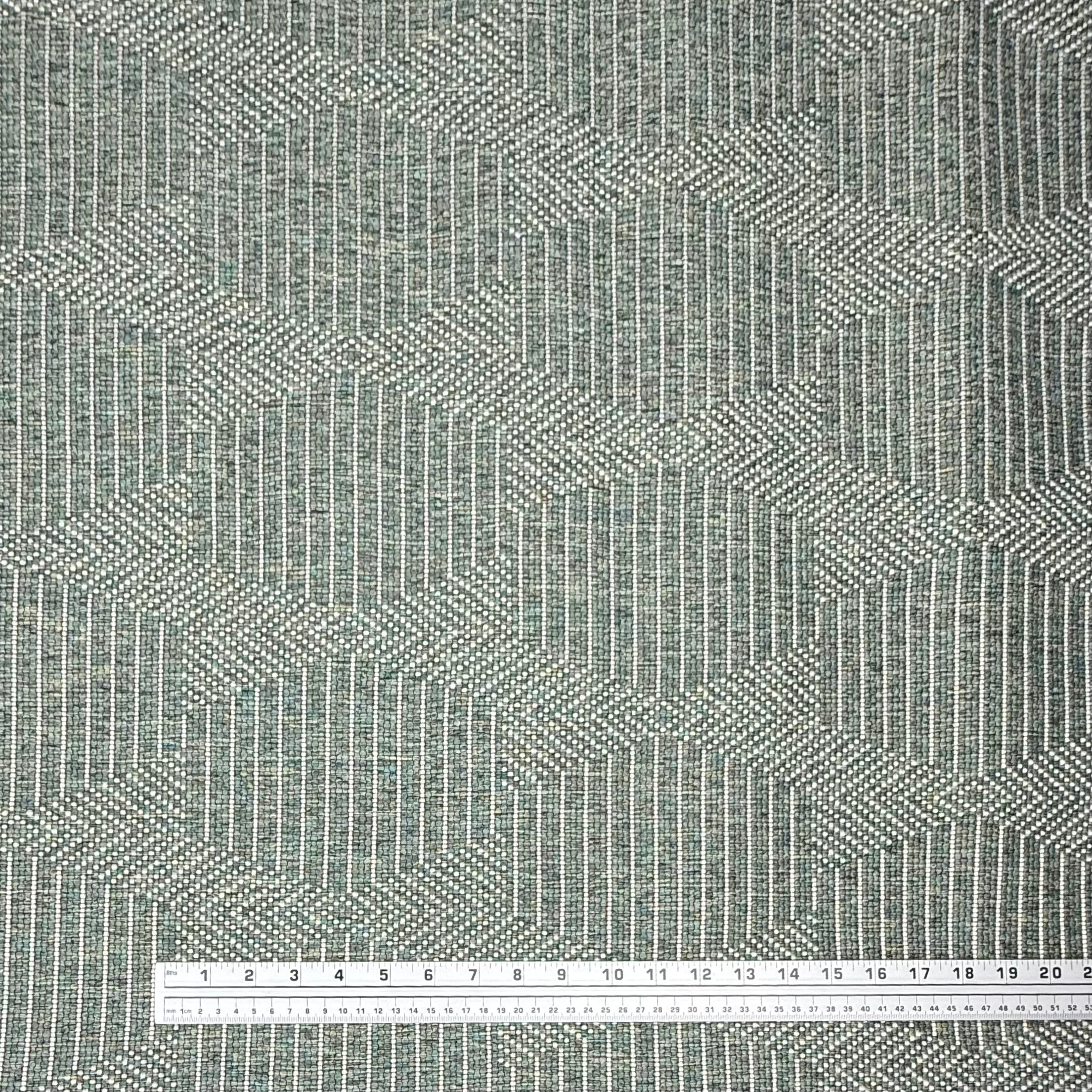 Patterned Upholstery Remnant - Turquoise/Grey/Green/White
