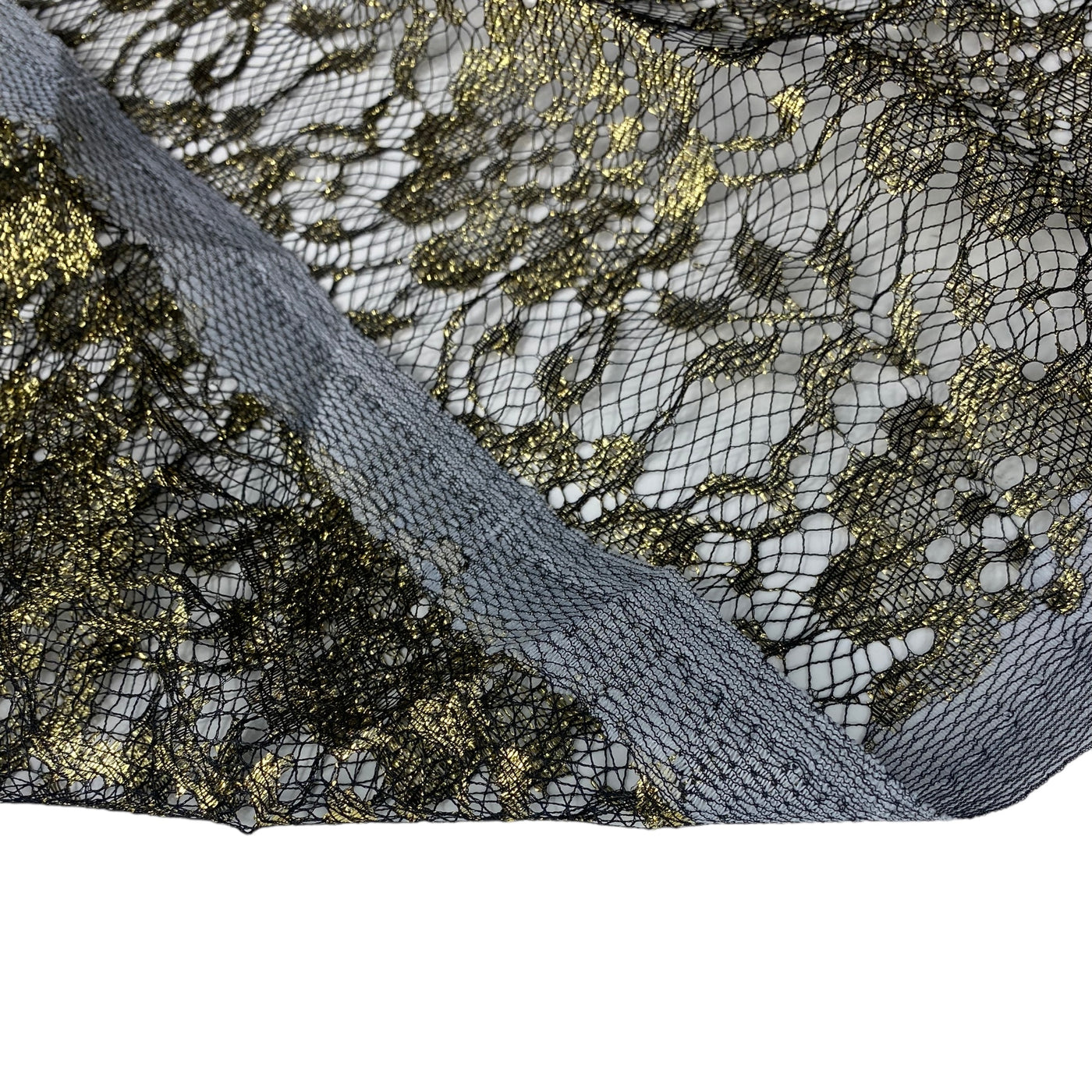 Floral Embroidered Lace - Black/Gold￼