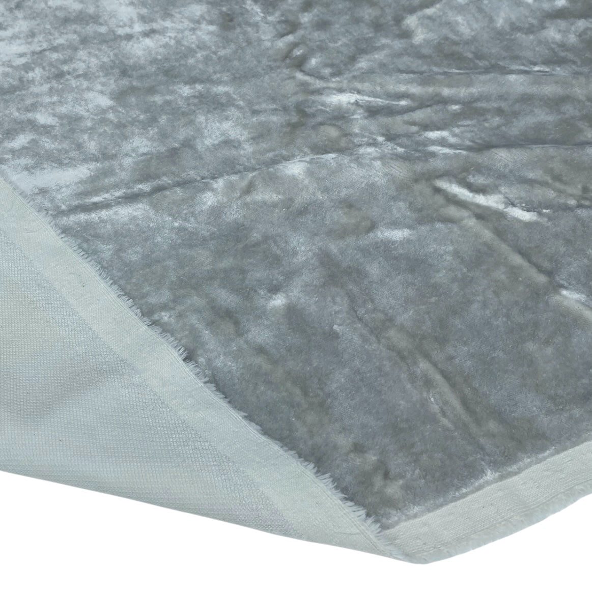 Crushed Cotton Velvet Upholstery Designer Remnant - Silver