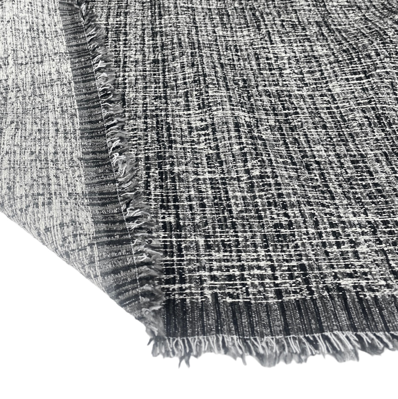 Patterned Upholstery Remnant  - White/Black/Grey