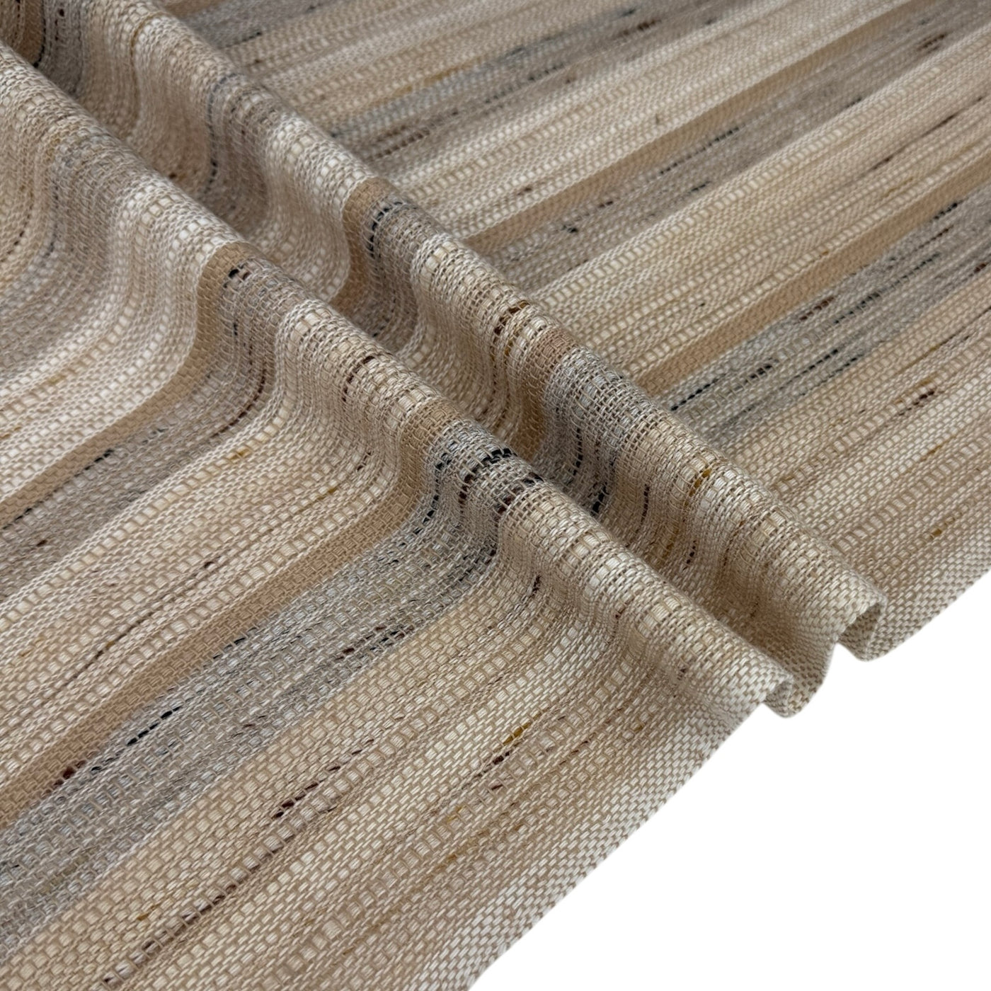 Woven Acrylic Striped Upholstery Remnant - Beige/White/Grey/Brown