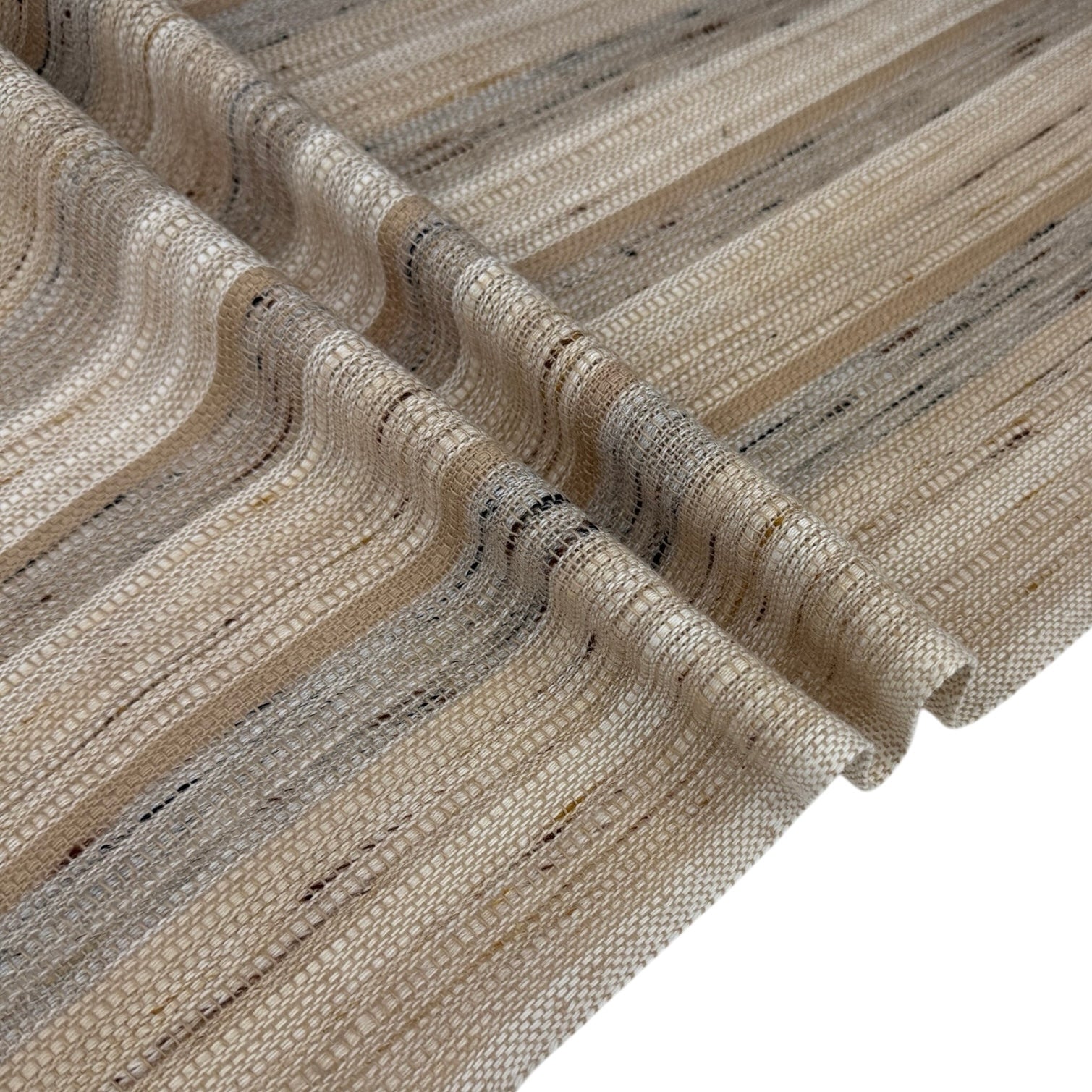 Woven Acrylic Striped Upholstery Remnant - Beige/White/Grey/Brown