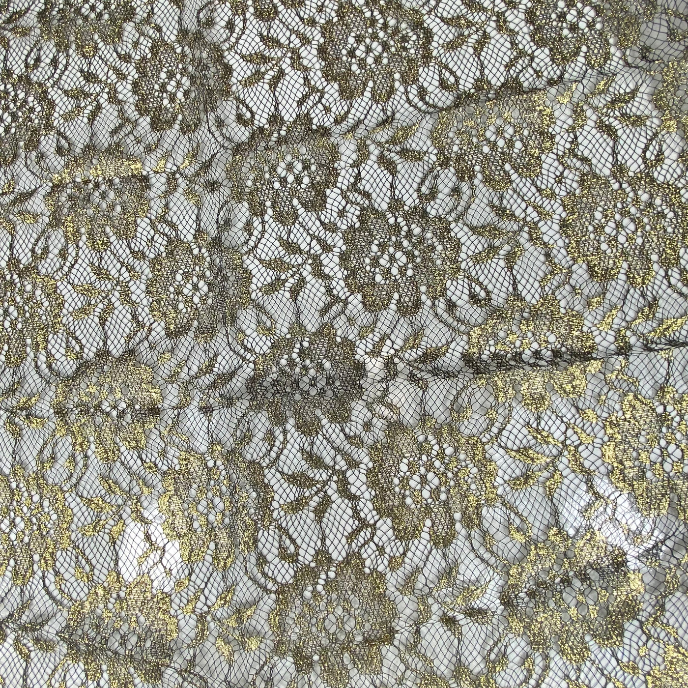 Floral Embroidered Lace - Black/Gold￼