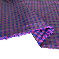 Plaid Silk/Polyester - Pink / Blue / Black - Remnant