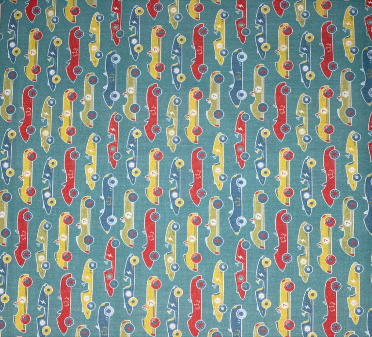 Printed Quilting Cotton Remnant - Race Cars