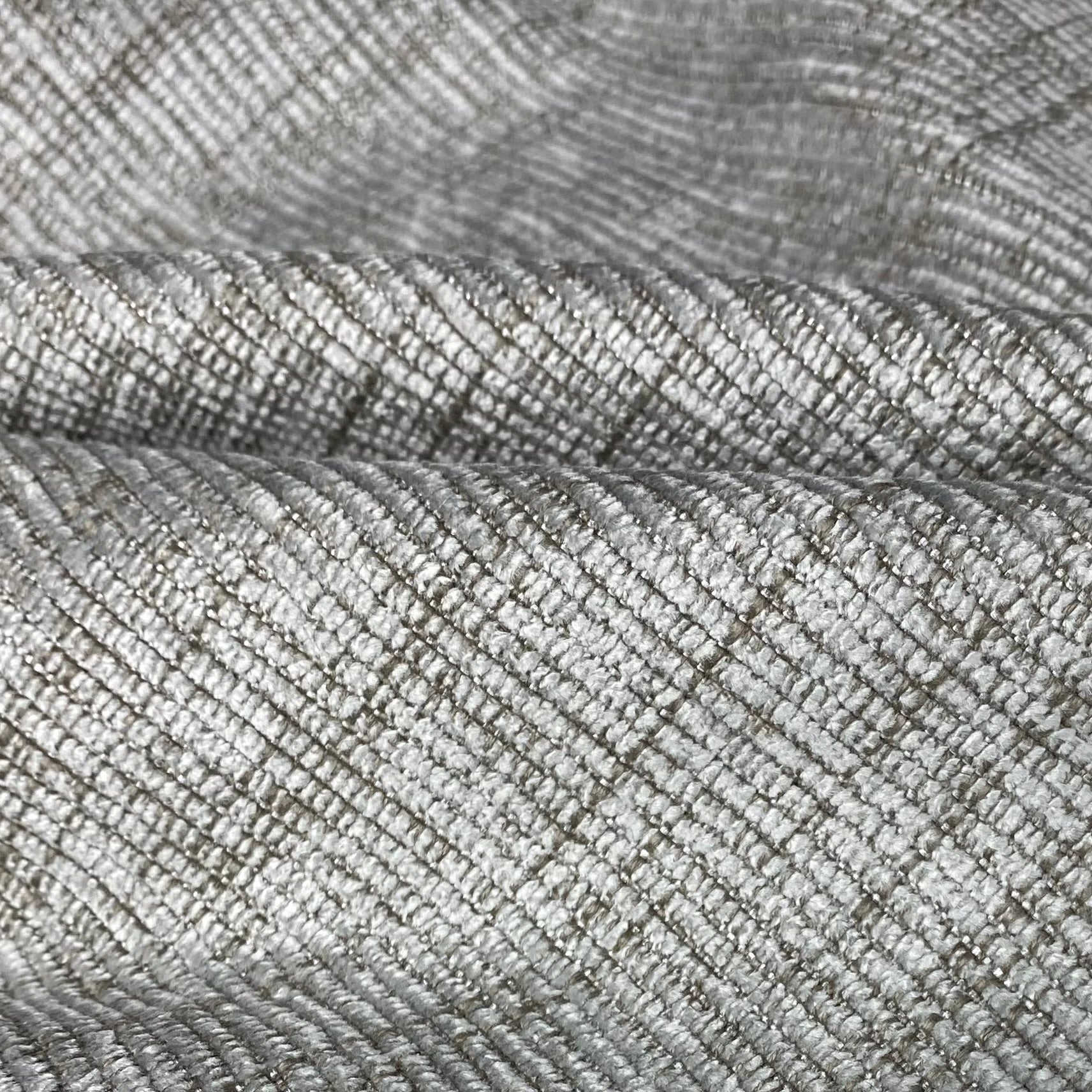 Chenille Upholstery Designer Remnant  - Grey/Beige