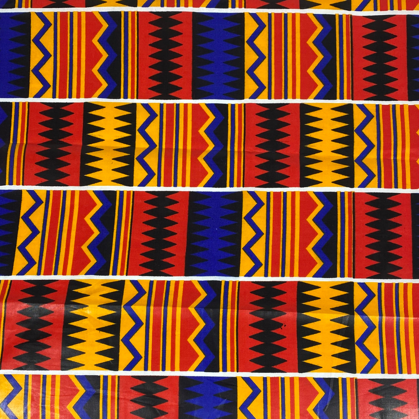 Waxed African Printed Cotton - Yellow/Blue/Red/Black
