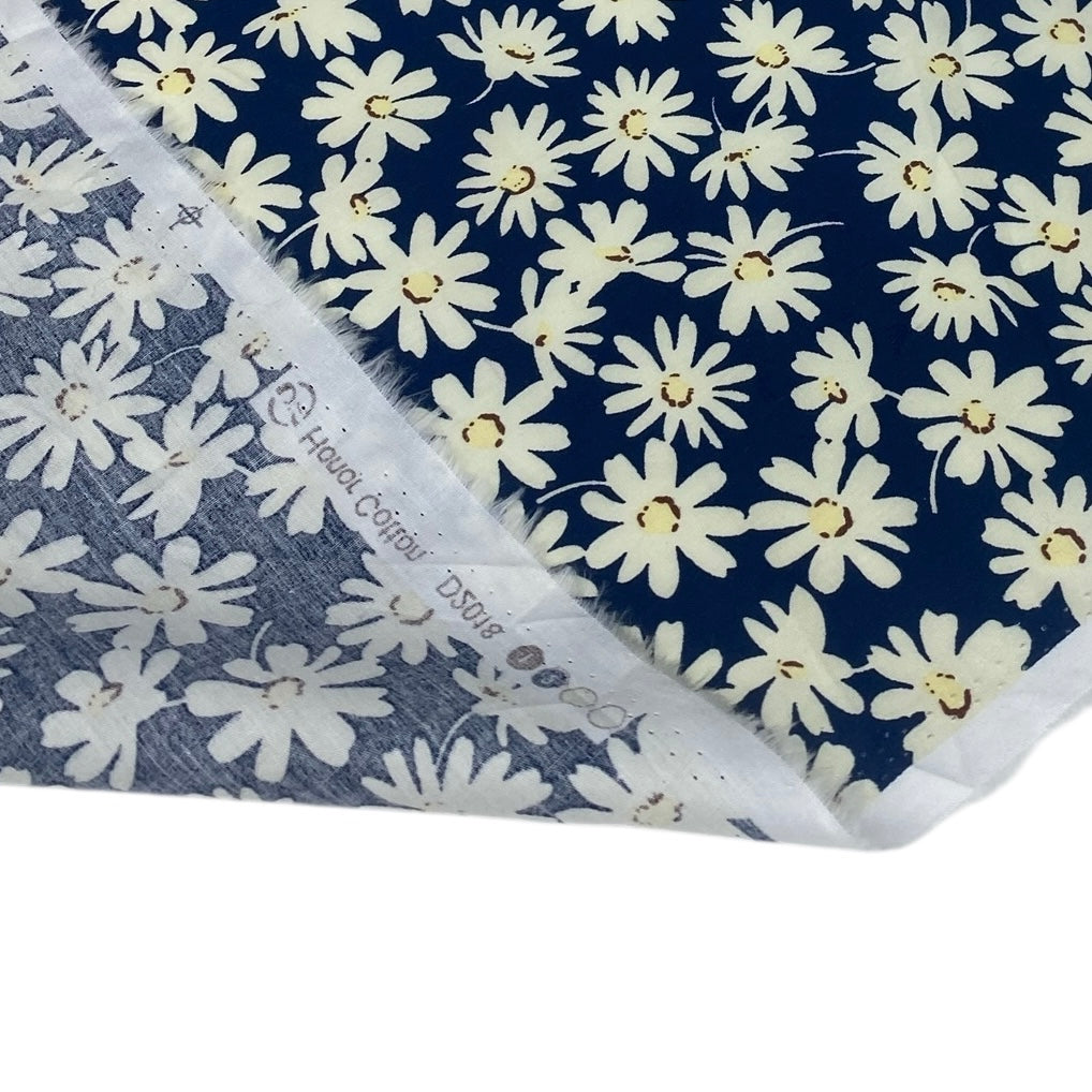 Floral Lightweight Printed Cotton - Blue/Ivory