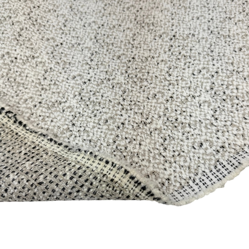 Boucle Wool Upholstery Remnant - White/Beige/Black/Silver