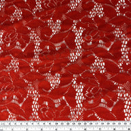 Stretch Floral Lace - 52” - Red