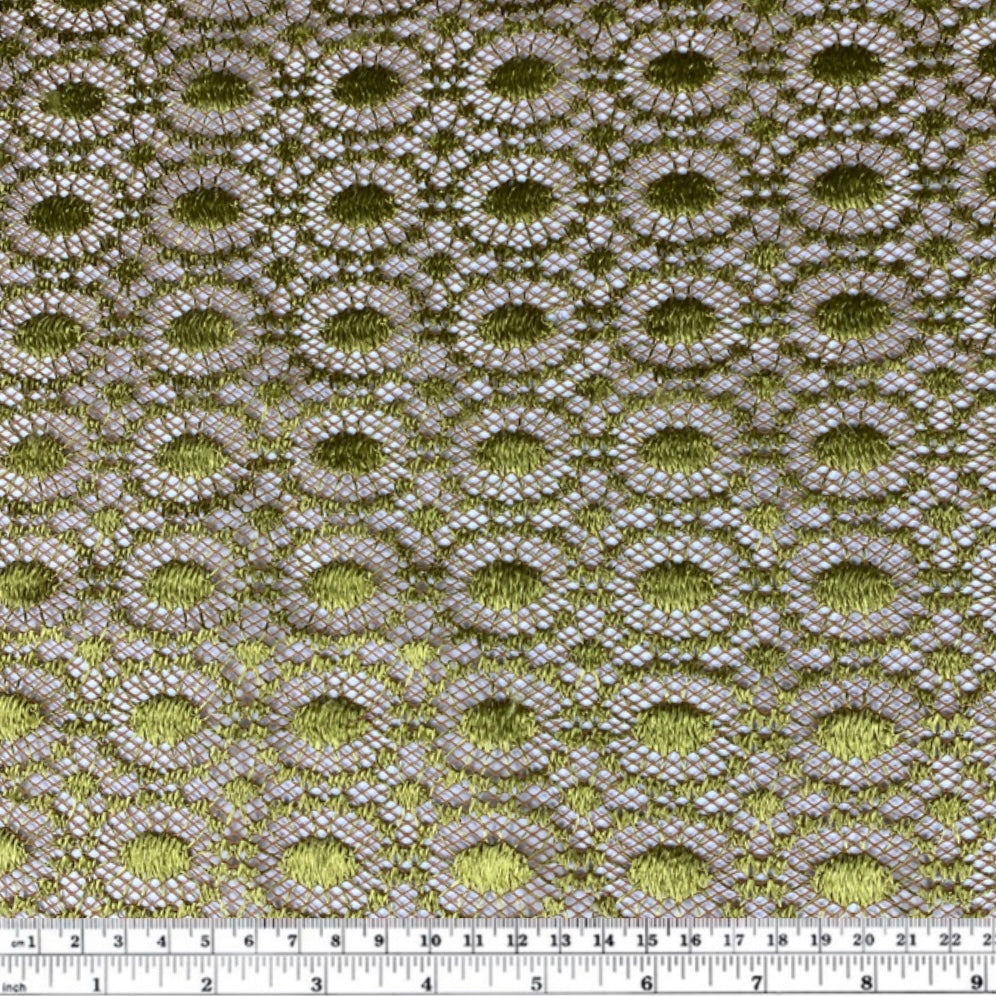 Embroidered Lace - Remnant - Green/Brown