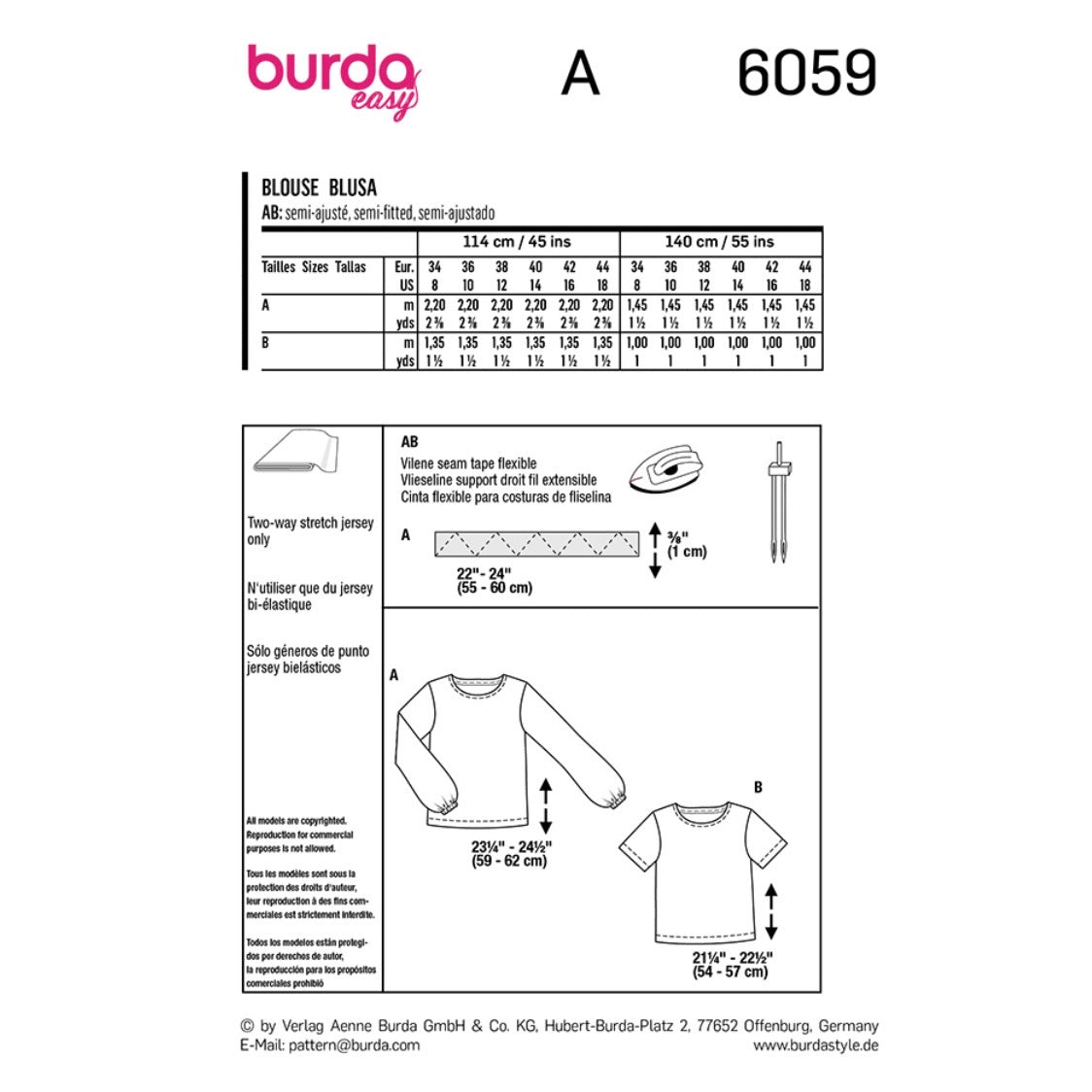 Burda Easy 6059 - Shirt Sewing Pattern