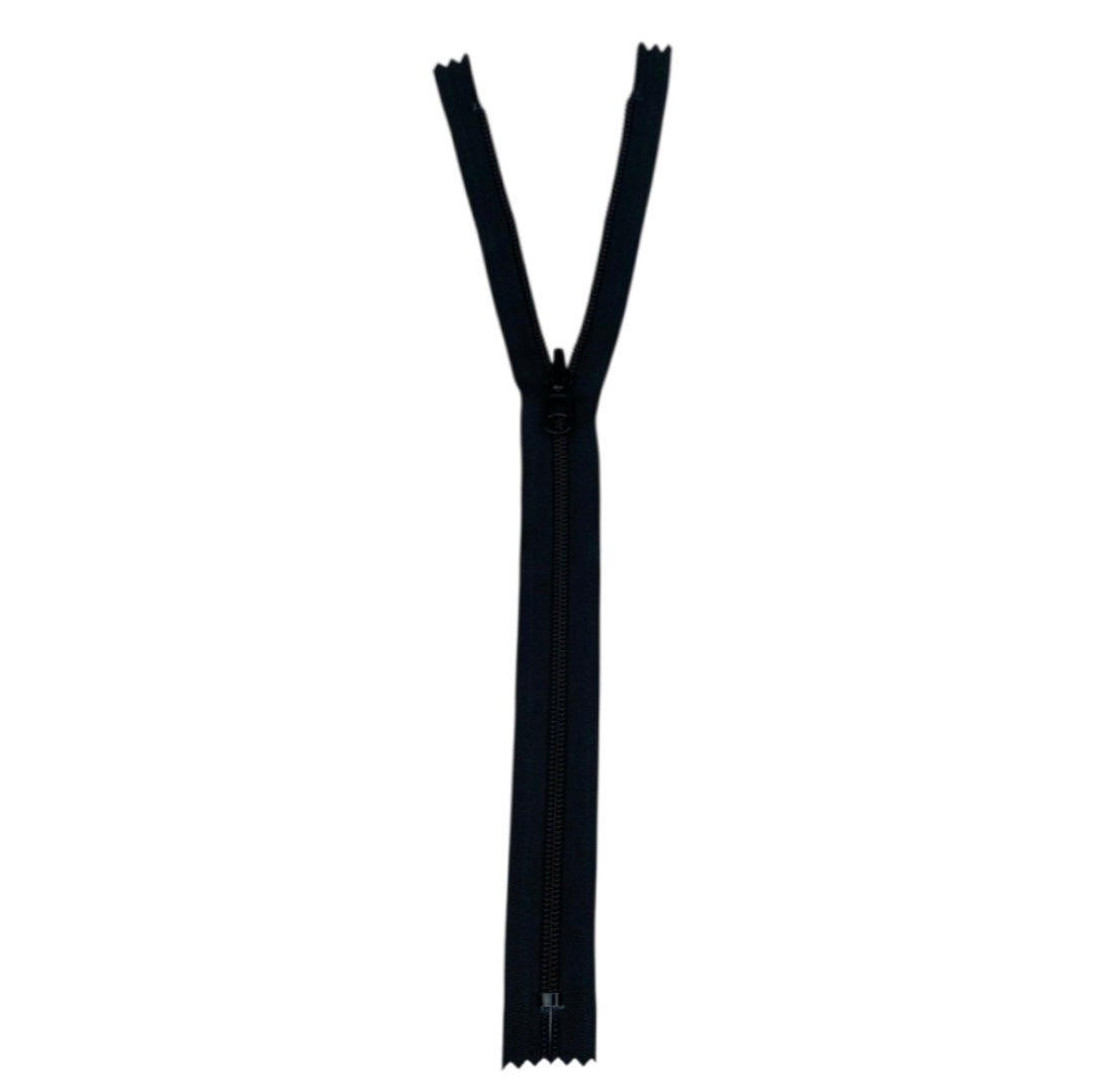 Closed-End Nylon Coil Reversible 13.5” YKK Zipper - Black