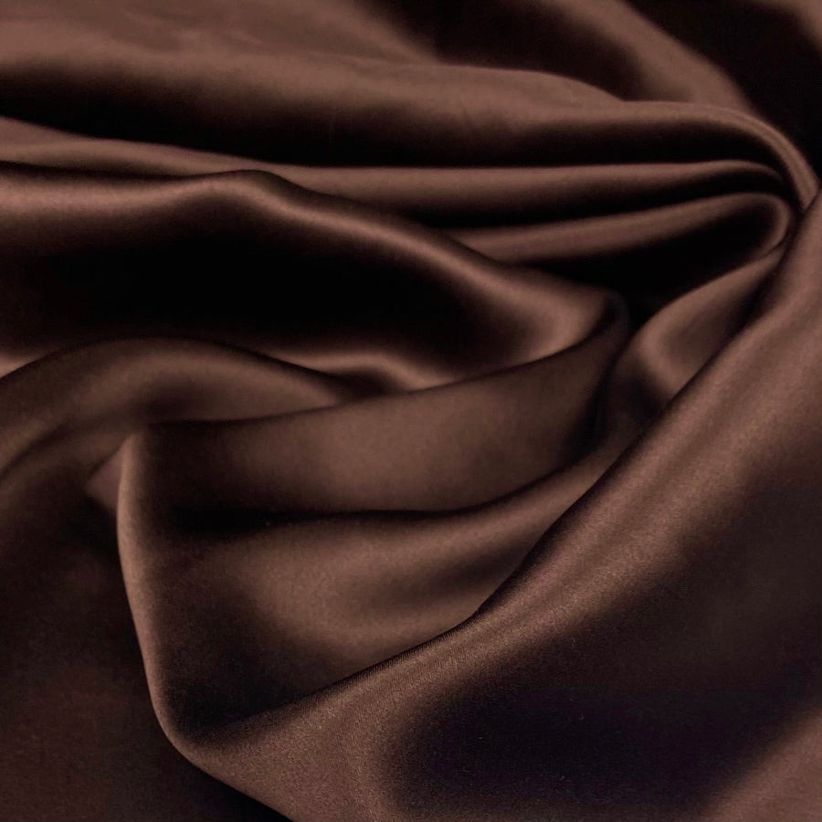 Mulberry Silk Charmeuse Satin - Dark Brown