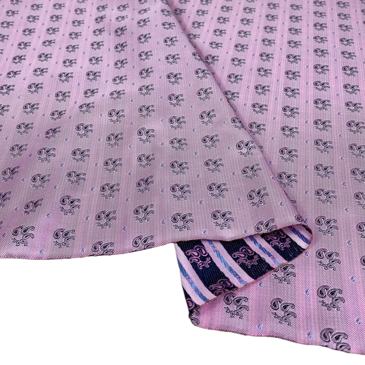 Silk Paisley Jacquard Remnant - Pink/Navy/Light Blue