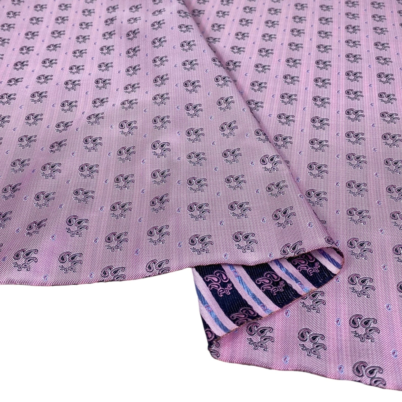 Silk Paisley Jacquard Remnant - Pink/Navy/Light Blue
