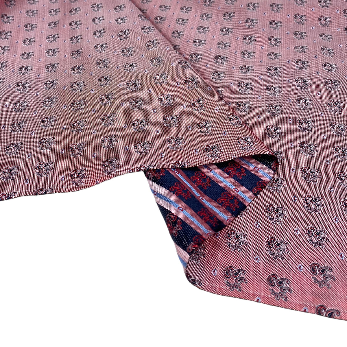 Silk Paisley Jacquard Remnant - Red/White/Navy/Light Blue