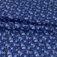 Small Floral Lightweight Printed Cotton - Navy/LightBlue/White