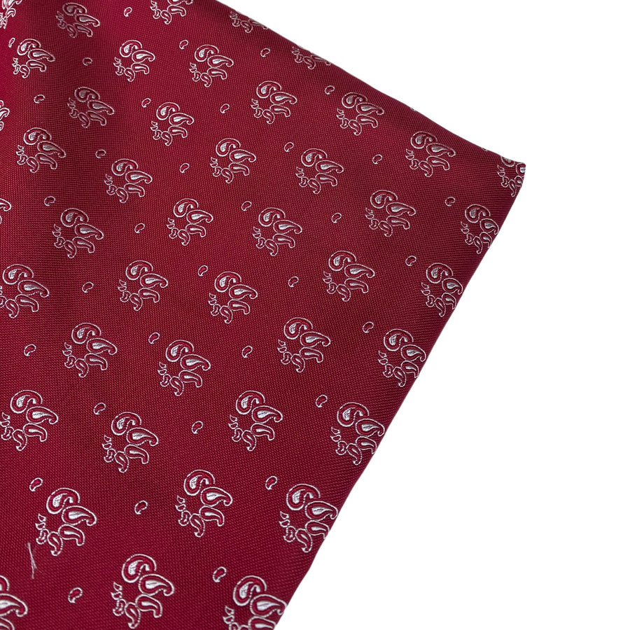 Paisley Polyester Jacquard - Red / White - Remnant
