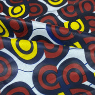 Waxed African Printed Cotton - Blue/Brown/Yellow