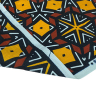 Waxed African Printed Cotton - Black/Yellow/Brown