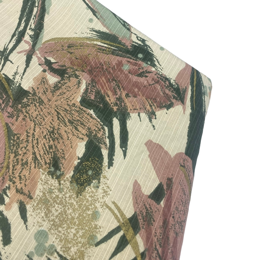 Patterned Upholstery Remnant  - Beige/Green/Pink