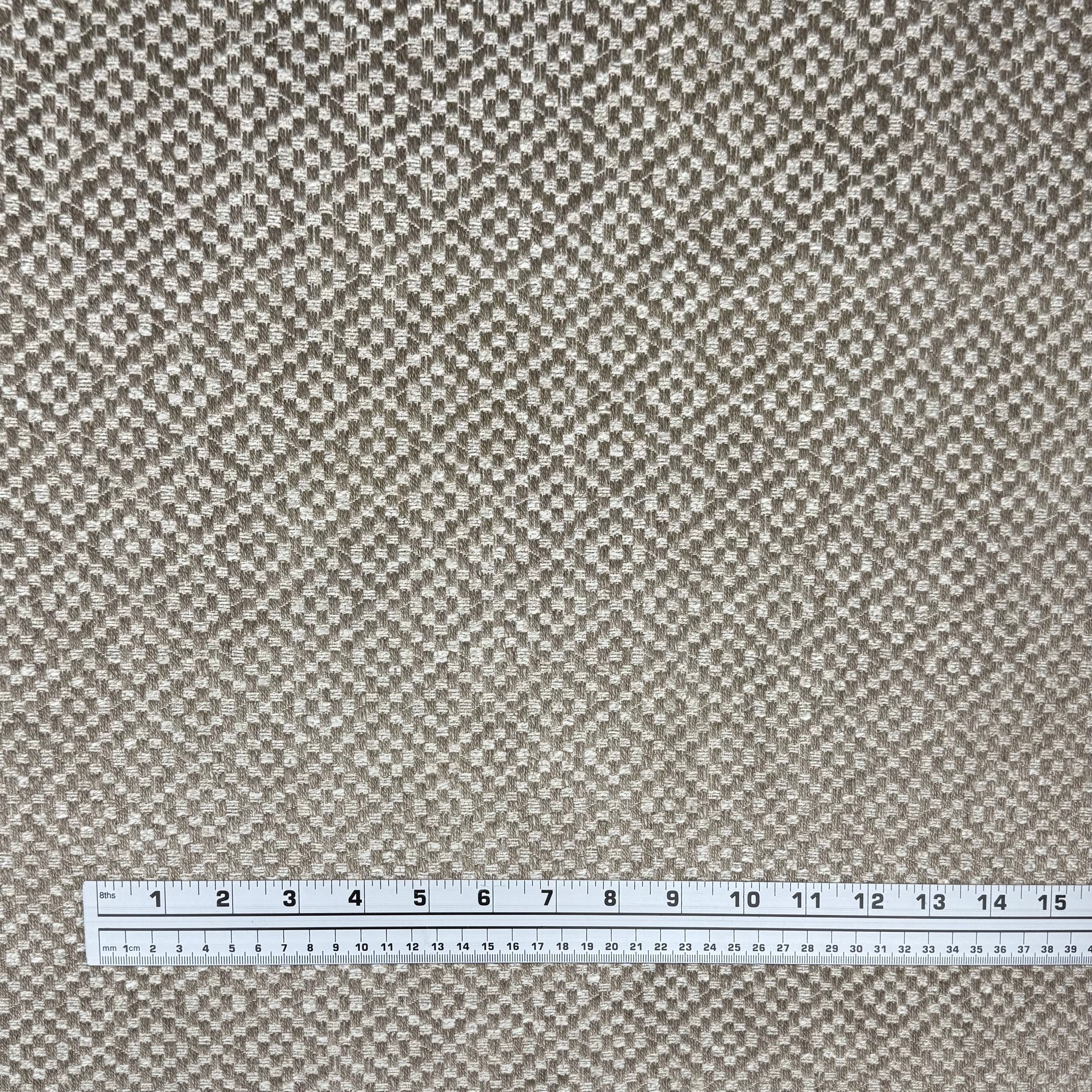 Woven Diamond Patterned Cotton Upholstery Remnant - Beige