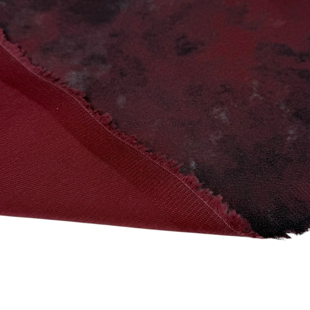 Distressed Coated Stretch Twill Canvas - Wine