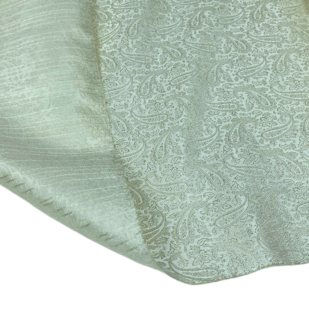 Paisley Silk/Polyester Jacquard - Ivory - Remnant