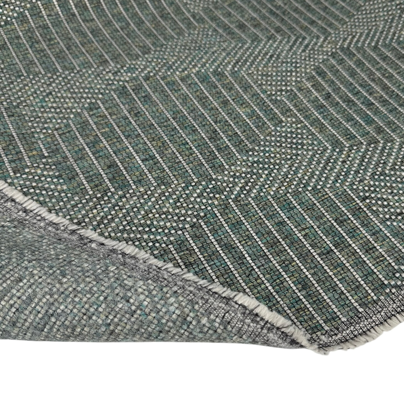 Patterned Upholstery Remnant - Turquoise/Grey/Green/White