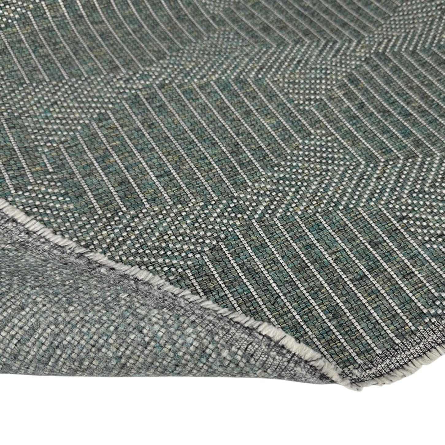 Patterned Upholstery Remnant - Turquoise/Grey/Green/White