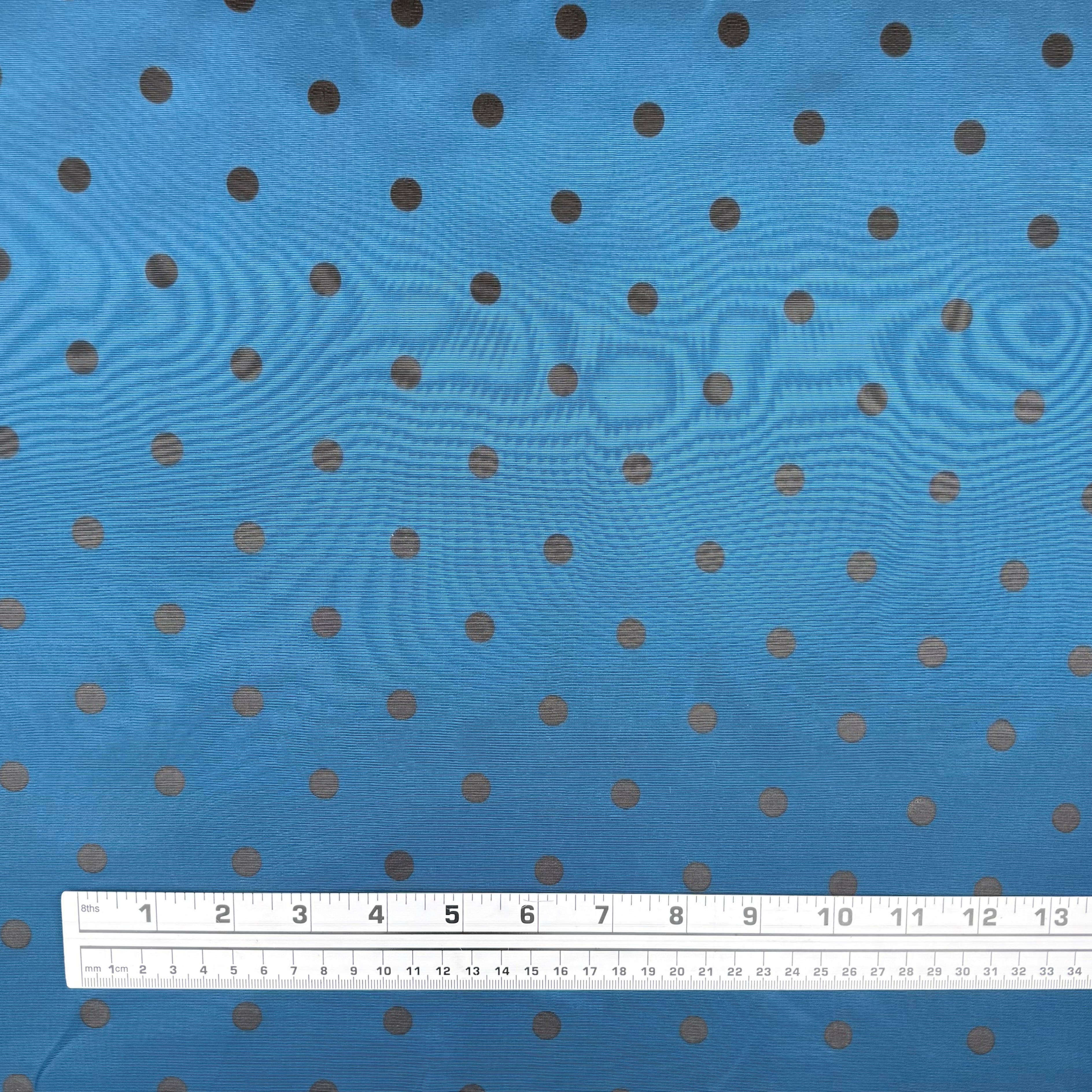 Polka Dot Printed Polyester Lining - Teal Blue/Black