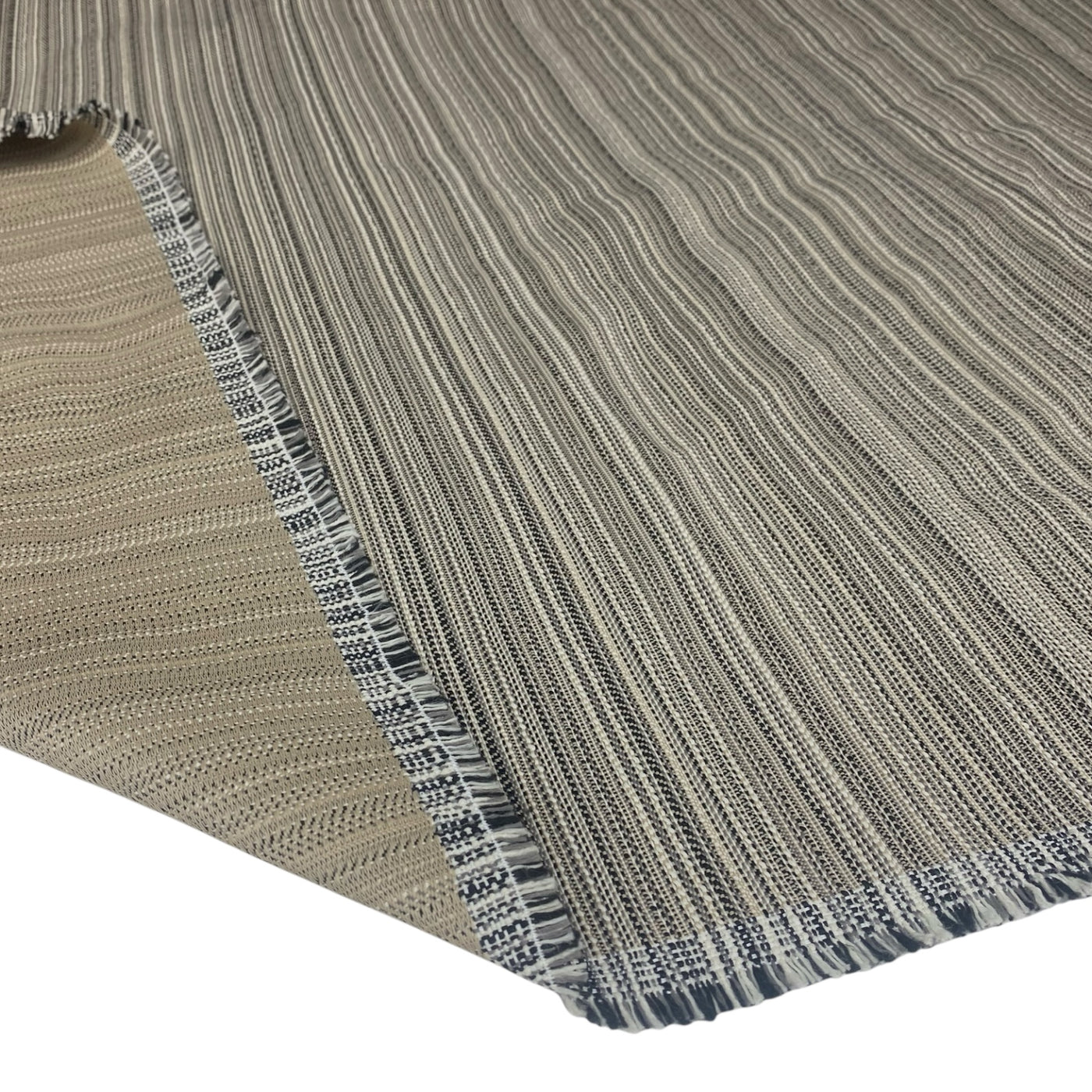 Striped Upholstery Remnant  - Beige/White/Black