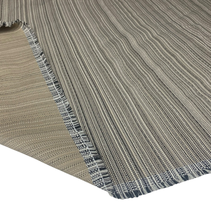 Striped Upholstery Remnant  - Beige/White/Black