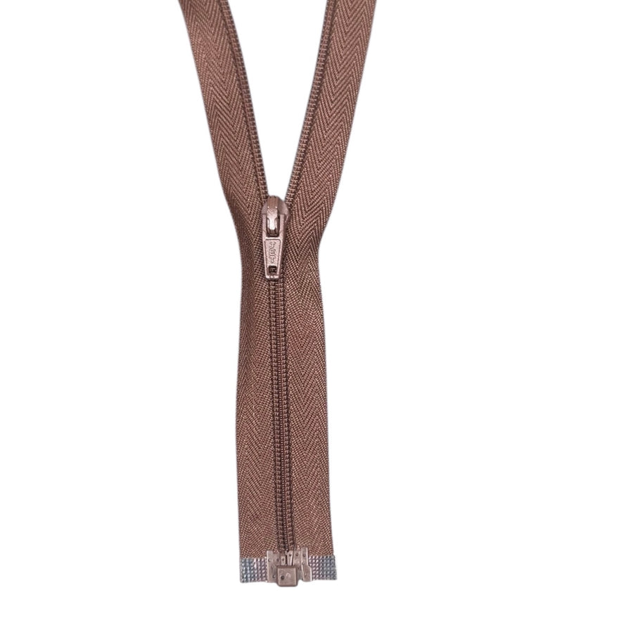Coil One-Way Open End Zipper 27.5” - Brown