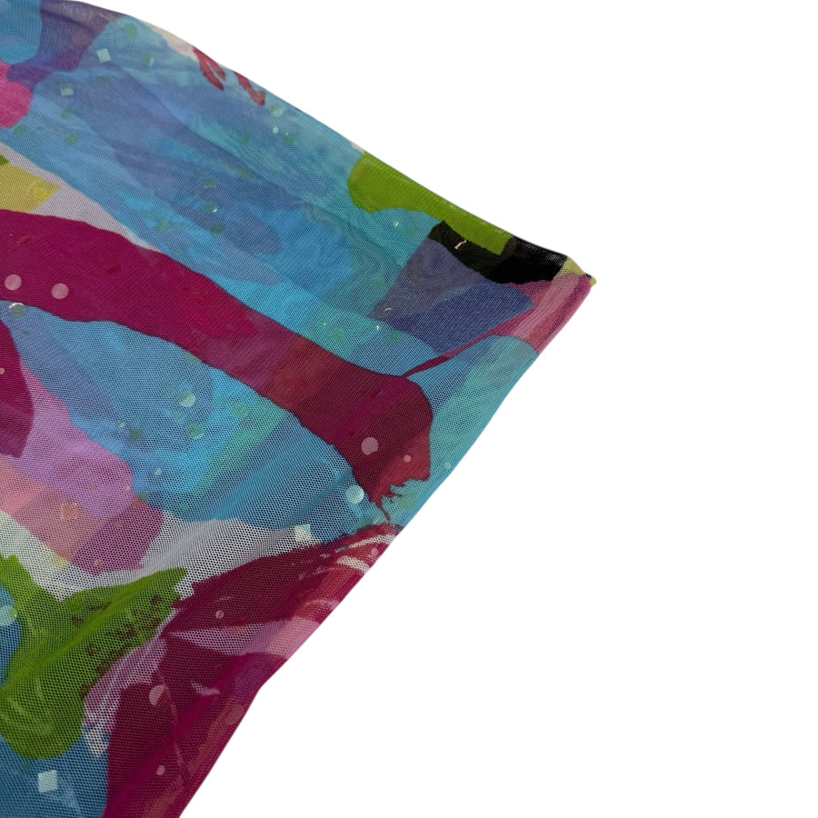 Floral Printed Stretch Mesh - Blue/Pink/Green/Yellow