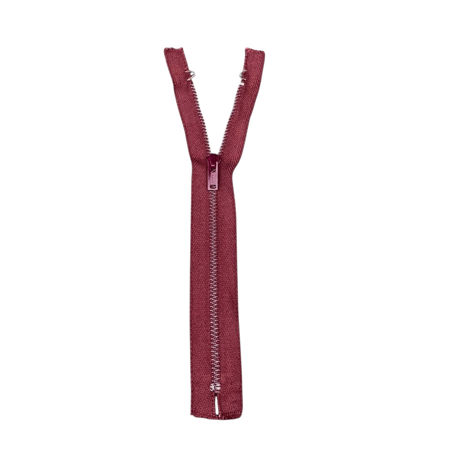 Closed-End Metal 7” Zipper - Burgundy
