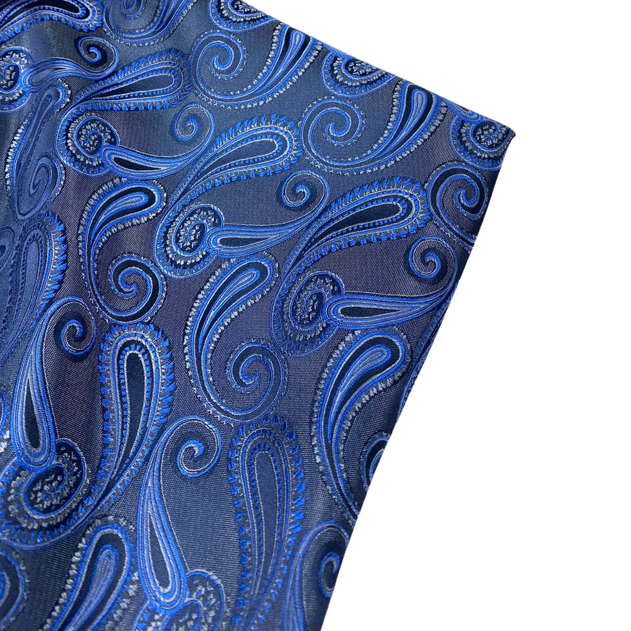 Paisley Silk/Polyester Jacquard - Blue / Black / Grey - Remnant