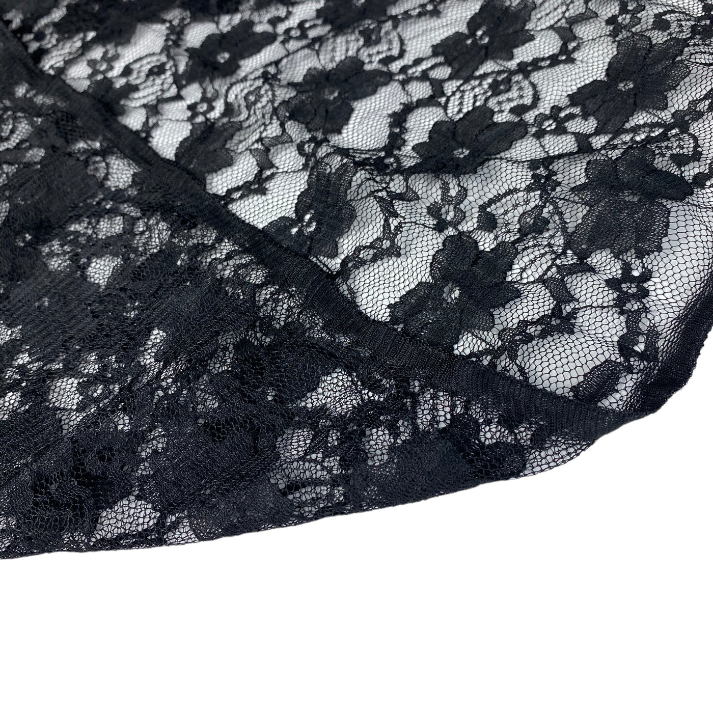 Stretch Floral Corded Lace - Black