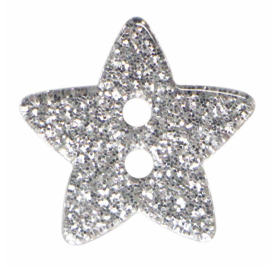Star Novelty 2 Hole Button - 18mm - Silver - 3 count