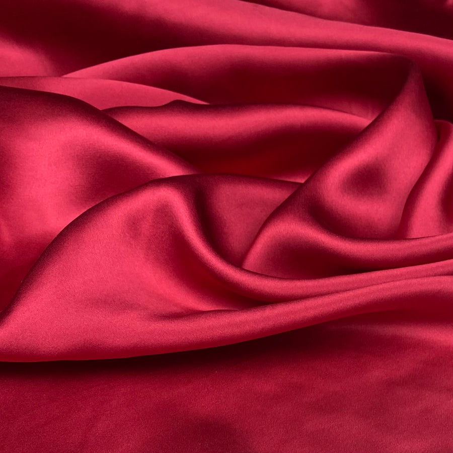 Mulberry Silk Charmeuse Satin - Ruby Red