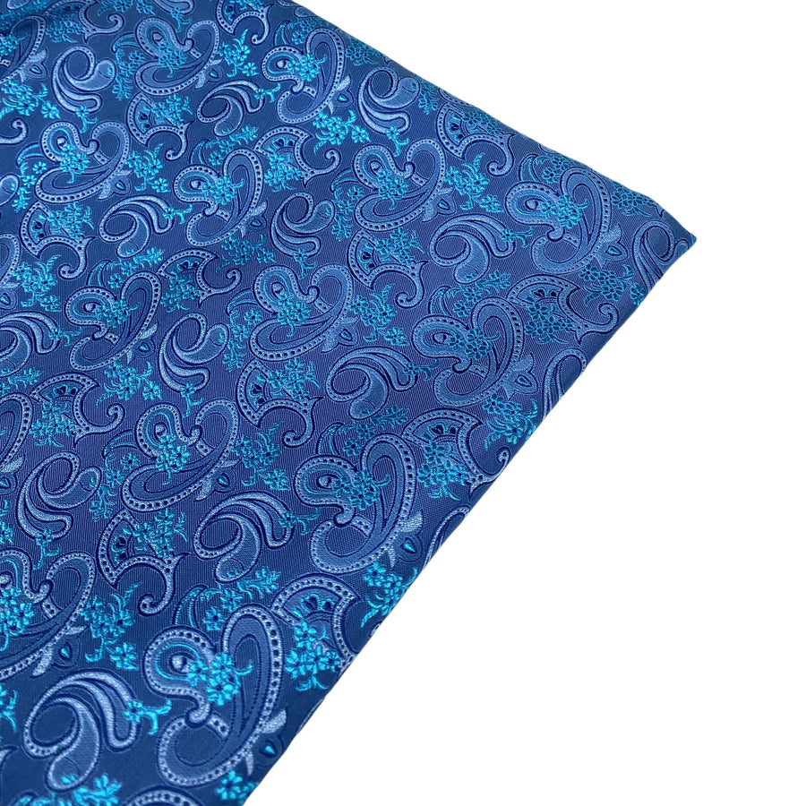 Paisley Silk/Polyester Jacquard - Blue / Aqua - Remnant