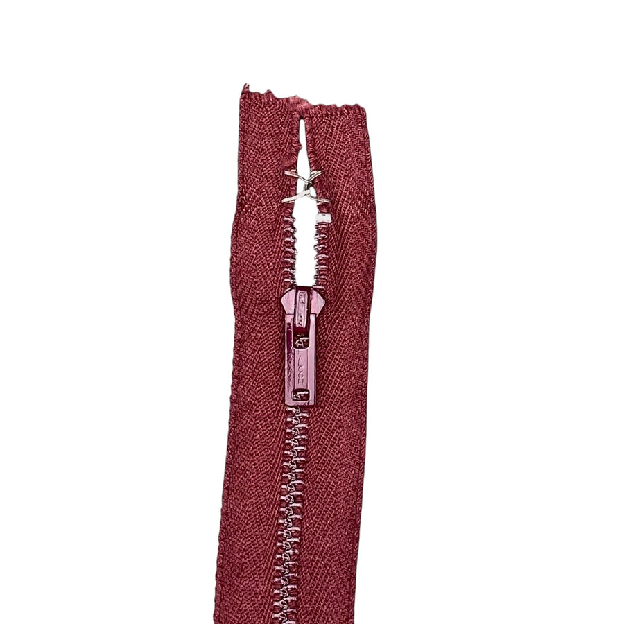 Closed-End Metal 7” Zipper - Burgundy