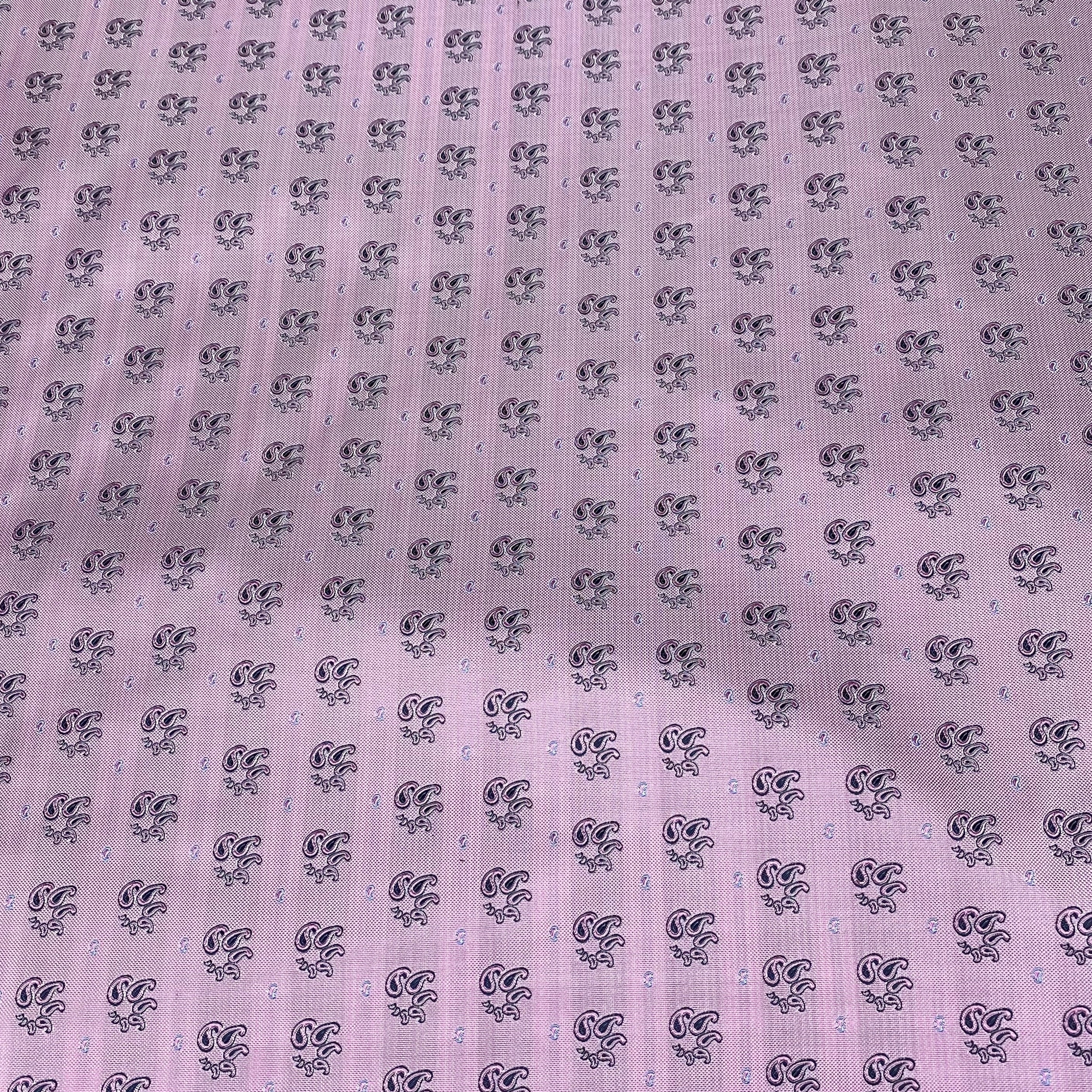 Silk Paisley Jacquard Remnant - Pink/Navy/Light Blue